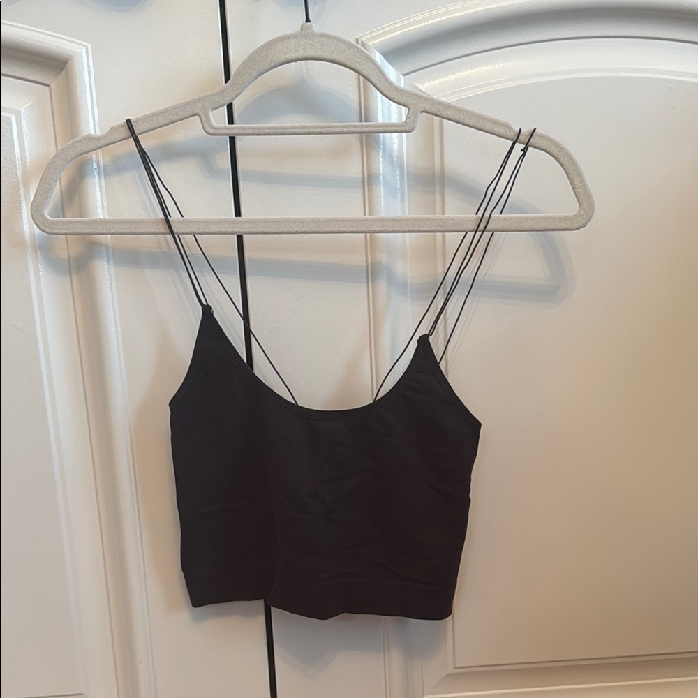 Black Spaghetti Strap Crop Top